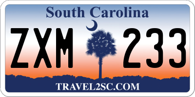 SC license plate ZXM233