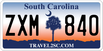 SC license plate ZXM840