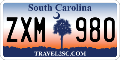 SC license plate ZXM980