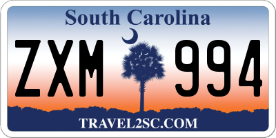 SC license plate ZXM994