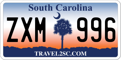 SC license plate ZXM996