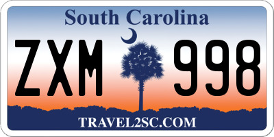 SC license plate ZXM998
