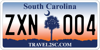 SC license plate ZXN004