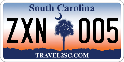 SC license plate ZXN005