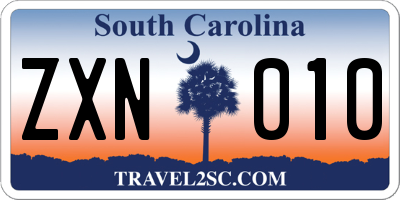 SC license plate ZXN010