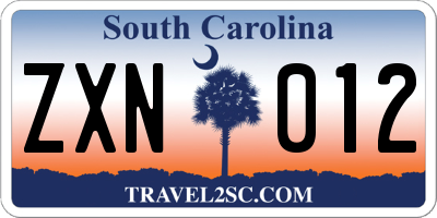 SC license plate ZXN012