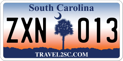 SC license plate ZXN013