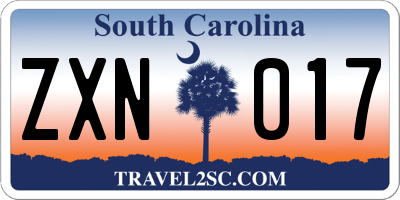 SC license plate ZXN017