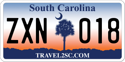 SC license plate ZXN018