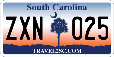 SC license plate ZXN025