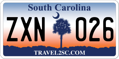 SC license plate ZXN026