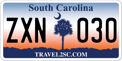 SC license plate ZXN030