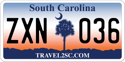SC license plate ZXN036