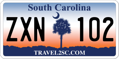 SC license plate ZXN102