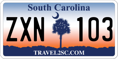 SC license plate ZXN103