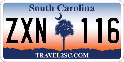 SC license plate ZXN116
