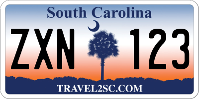 SC license plate ZXN123
