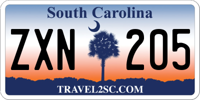SC license plate ZXN205