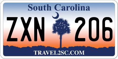 SC license plate ZXN206