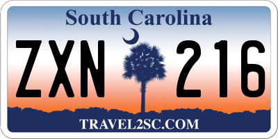 SC license plate ZXN216