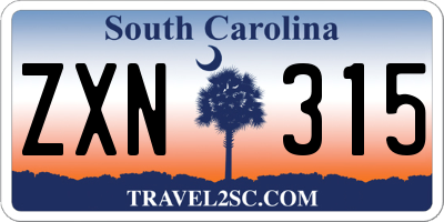 SC license plate ZXN315