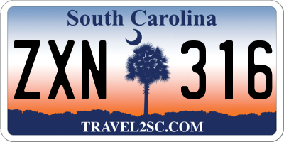 SC license plate ZXN316