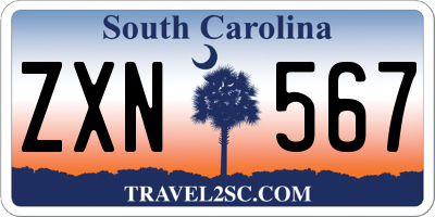 SC license plate ZXN567