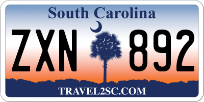 SC license plate ZXN892