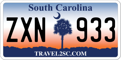 SC license plate ZXN933