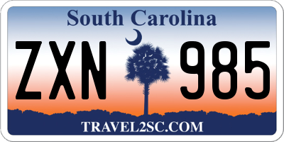 SC license plate ZXN985