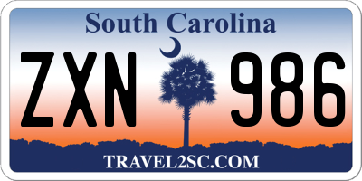 SC license plate ZXN986