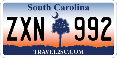 SC license plate ZXN992
