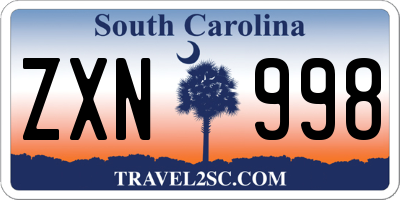 SC license plate ZXN998