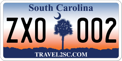 SC license plate ZXO002