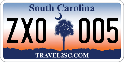 SC license plate ZXO005