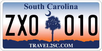 SC license plate ZXO010