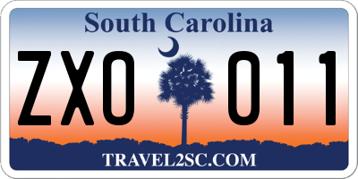 SC license plate ZXO011