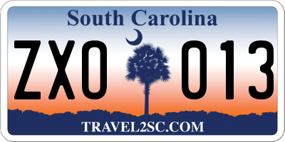 SC license plate ZXO013