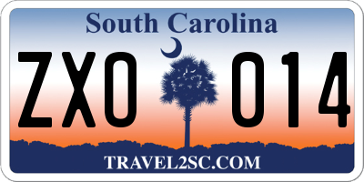 SC license plate ZXO014