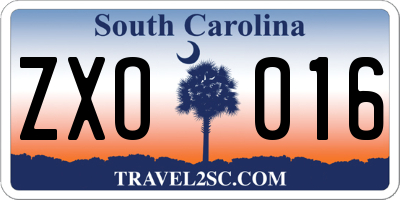 SC license plate ZXO016