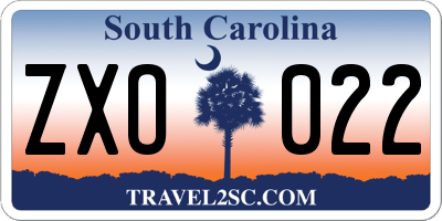 SC license plate ZXO022