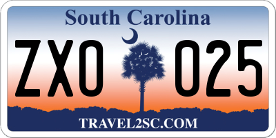 SC license plate ZXO025