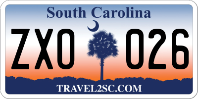 SC license plate ZXO026