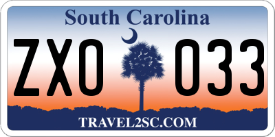 SC license plate ZXO033