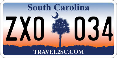 SC license plate ZXO034