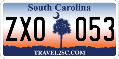 SC license plate ZXO053