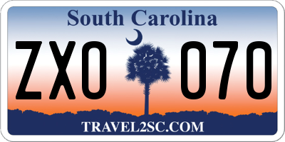 SC license plate ZXO070