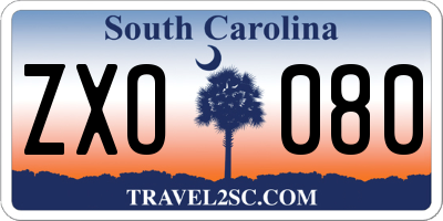 SC license plate ZXO080