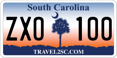 SC license plate ZXO100