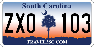 SC license plate ZXO103